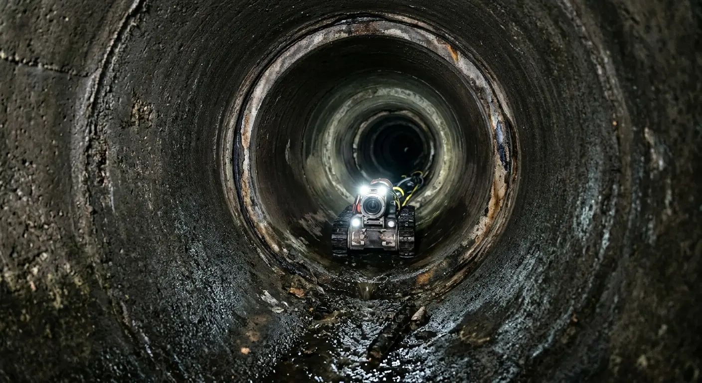 Robotic sewer camera inspecting pipe interior for Drain Snake Service in Port Royal